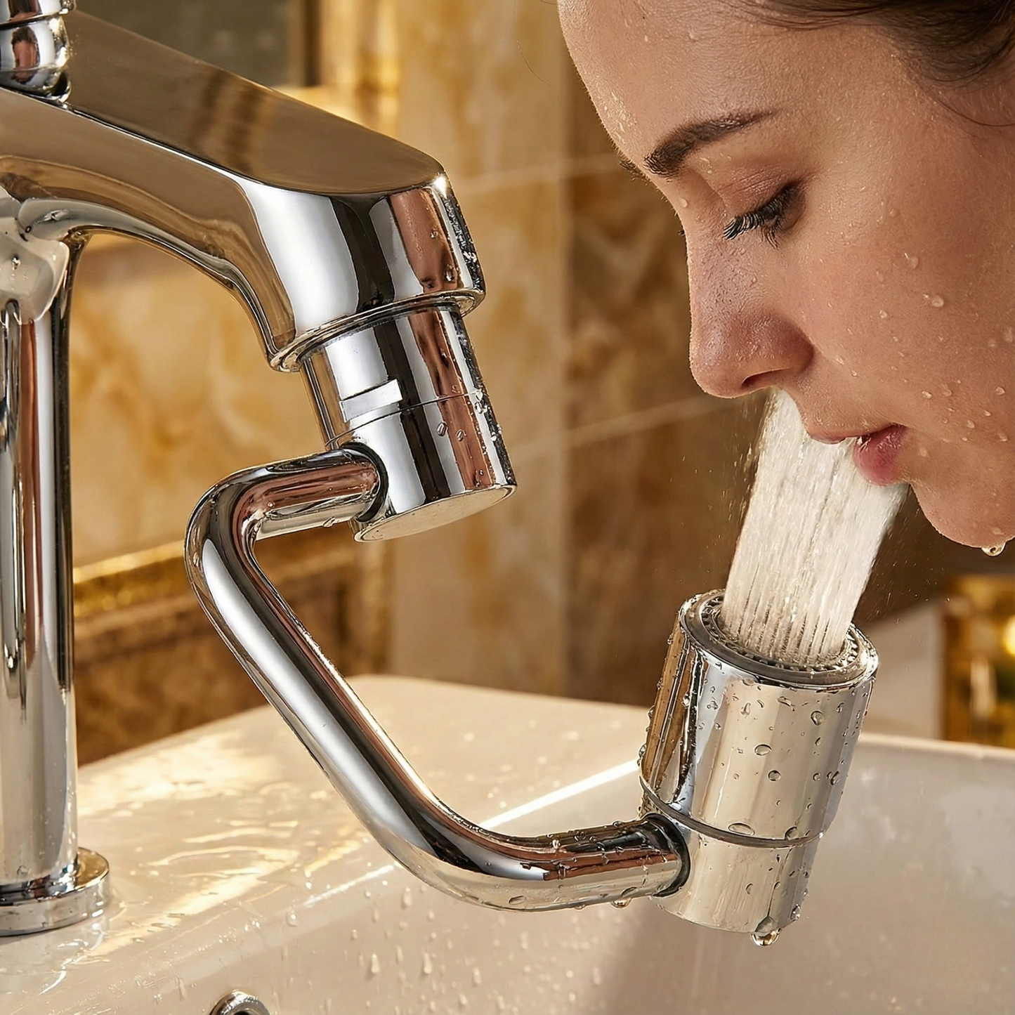 360° Swivel Faucet Attachment for Kitchen Sink – AquaFlex | Dual Spray Modes, No Splash