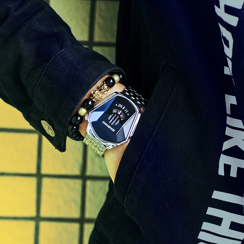 Men's Quartz Watch with Diamond Design