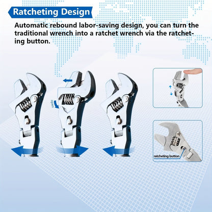 Versatile 5-in-1 Extendable Wrench with 180° Pivoting Head