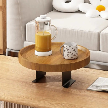 Stylish Armrest Tray with Sturdy Wooden Surface and Metal Frame – Perfect for Organizing Essentials