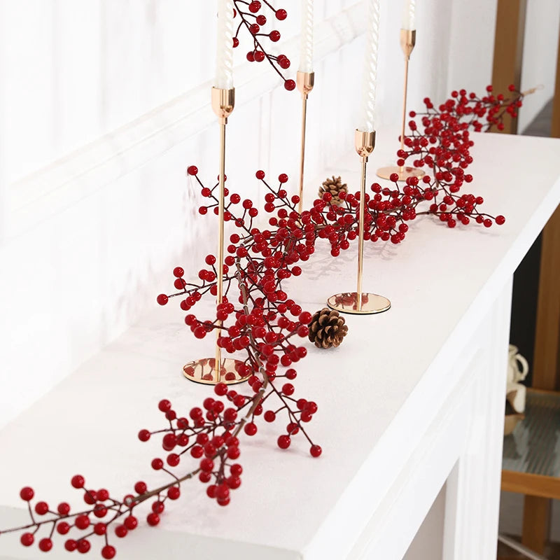Artificial Berry Garland for Stylish Winter & Christmas Decor - Red Berries
