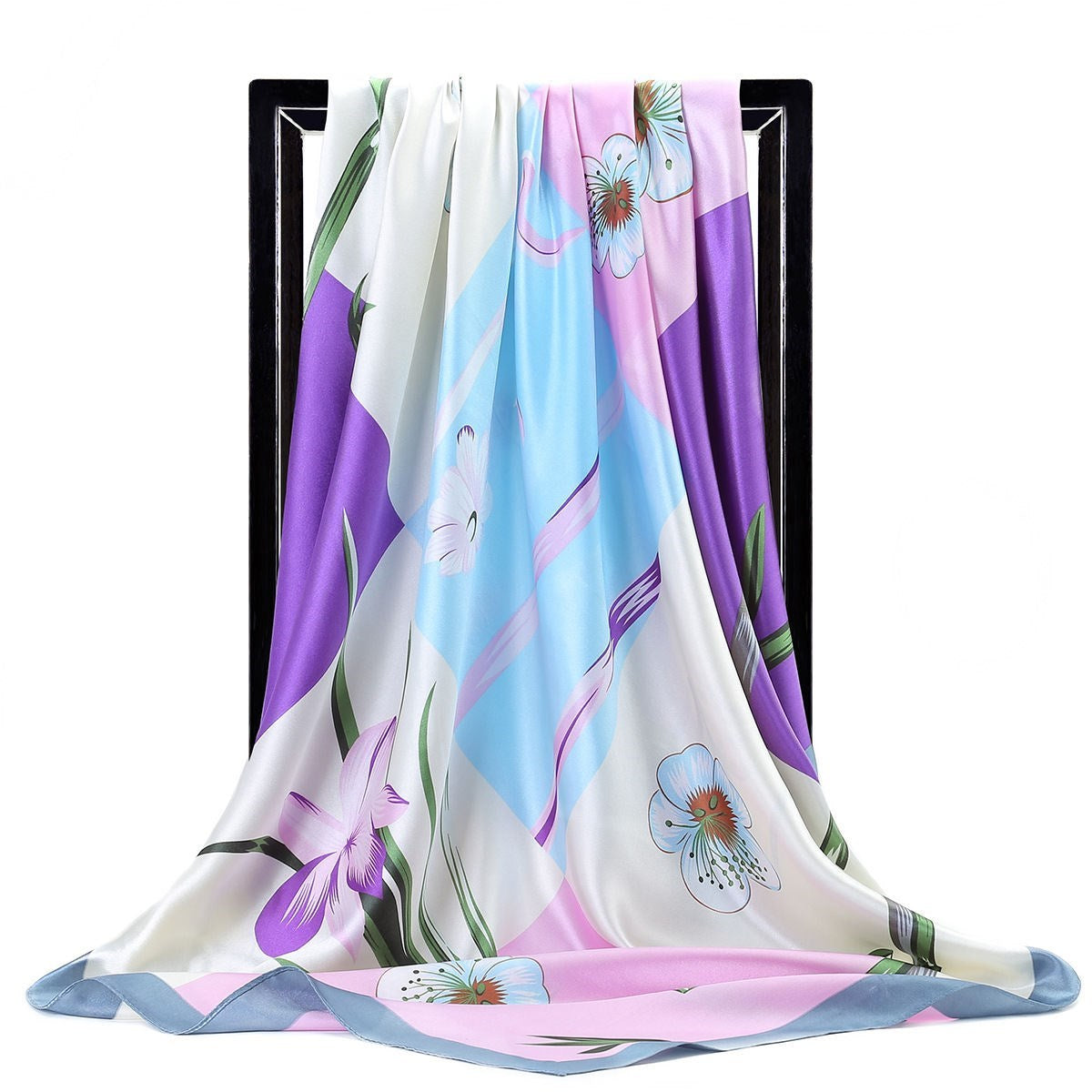 Large Square Simulation Silk Scarf – Versatile Fashion Accessory