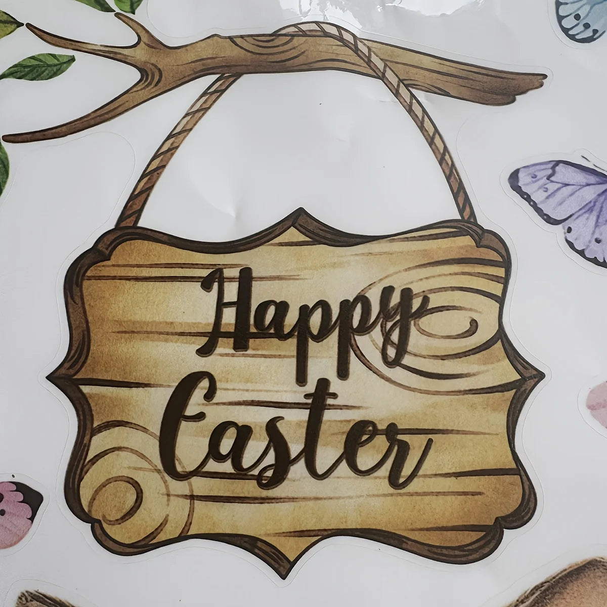 Large Easter Window Stickers – Bunny, Chick, Egg & Butterfly | Static Cling 60x30 cm