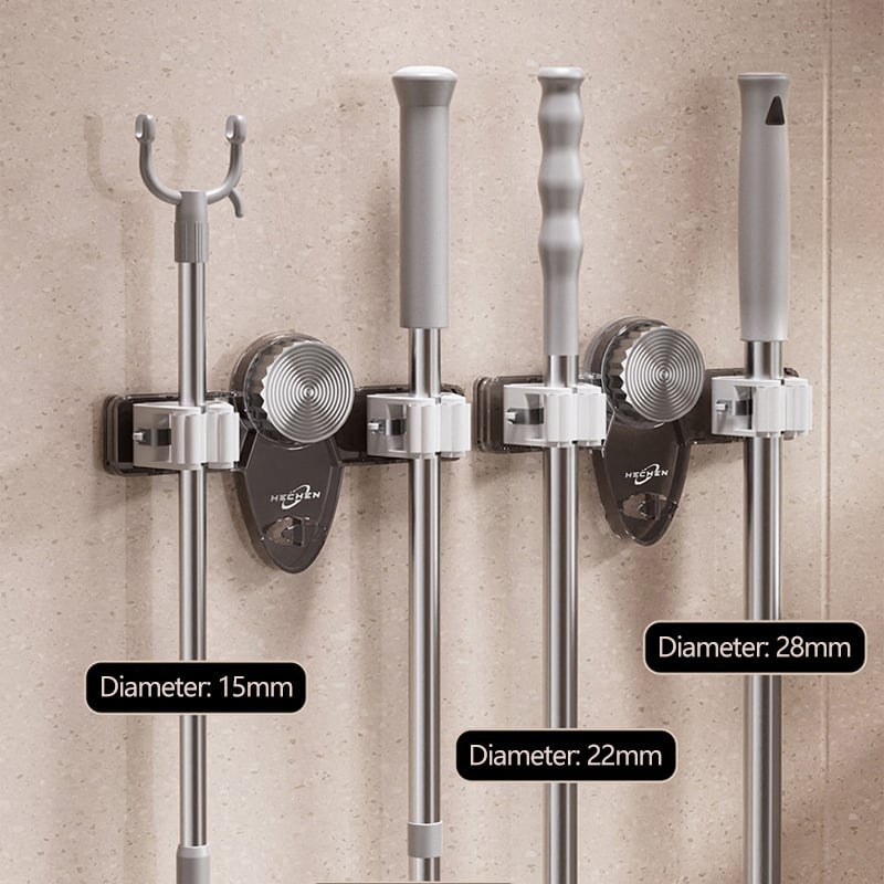 Wall-Mounted Organizer for Brooms & Mops - No Drilling Required