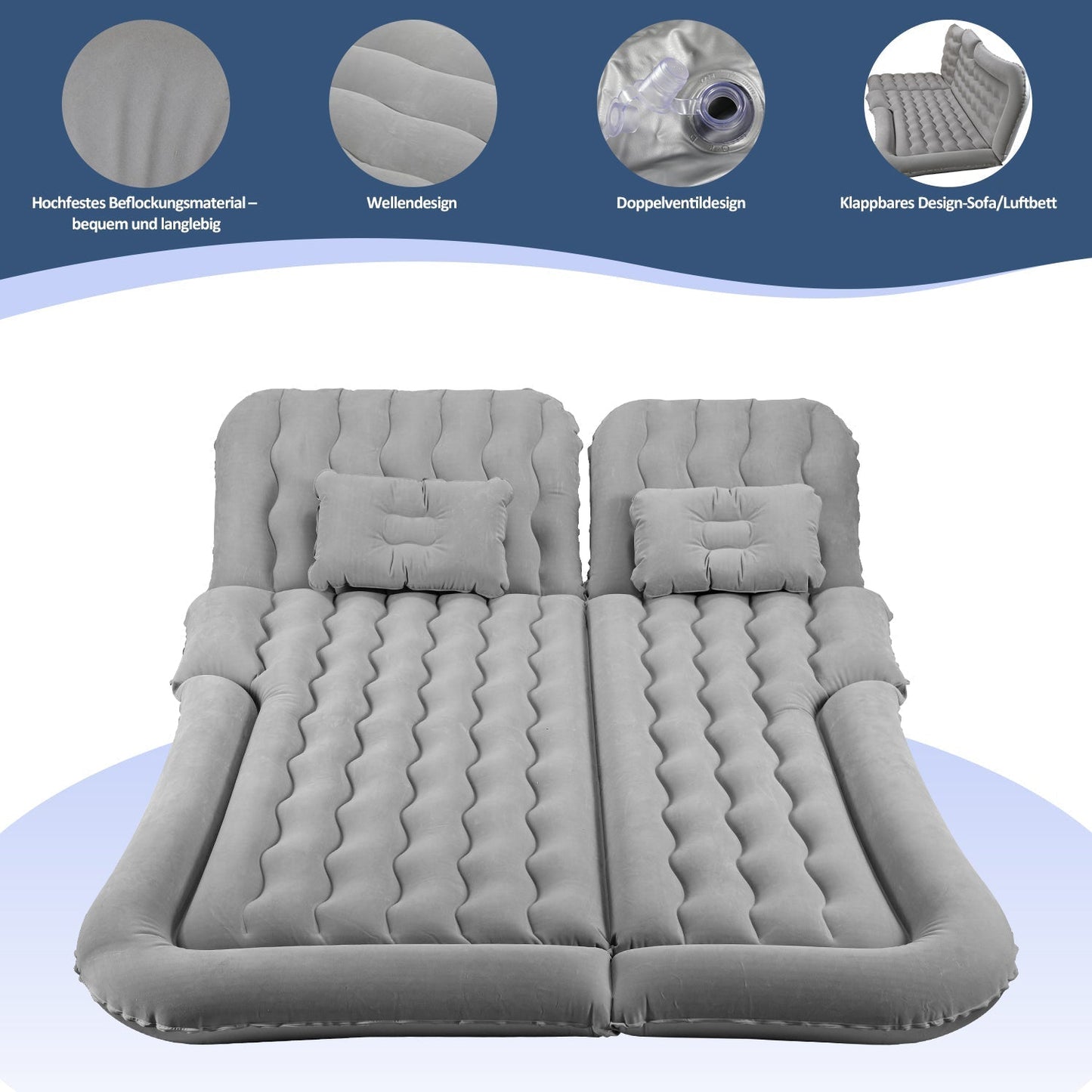 Inflatable Car Mattress with Pillow for Air Bed Use
