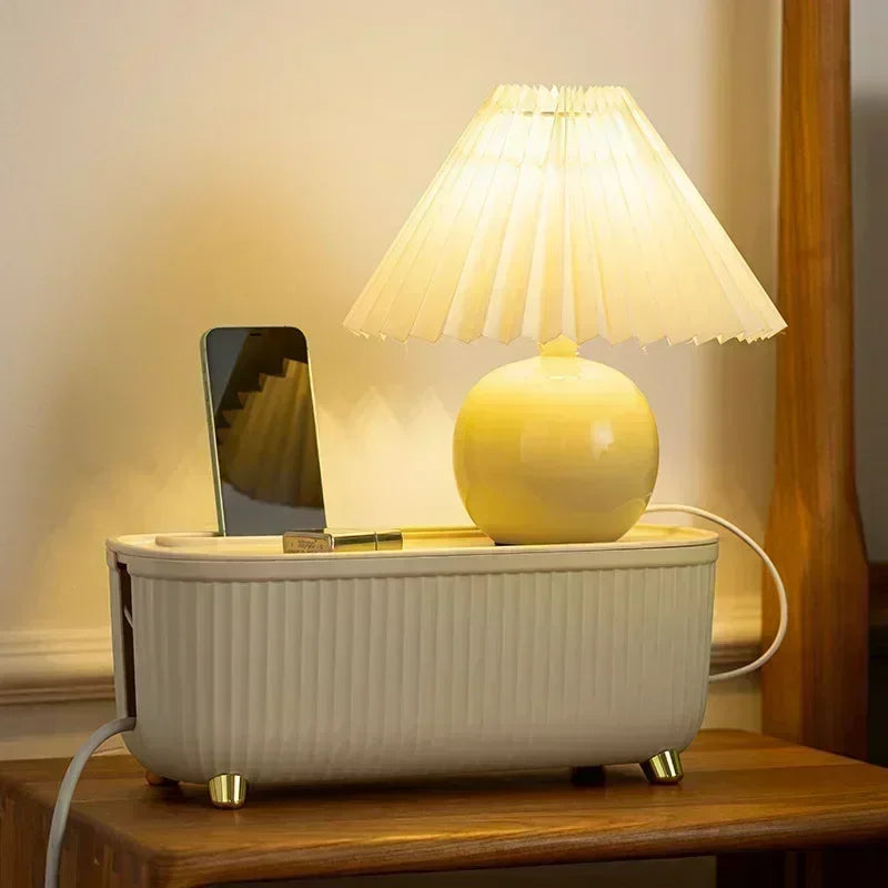 Cable Management Box with Lid - Storage for Sockets and Router - White Scandinavian Design