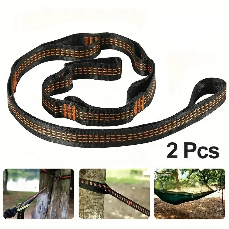 Hammock Suspension Set with 272 kg Load Capacity | Polyester Straps with 5 Rings | Pack of 2