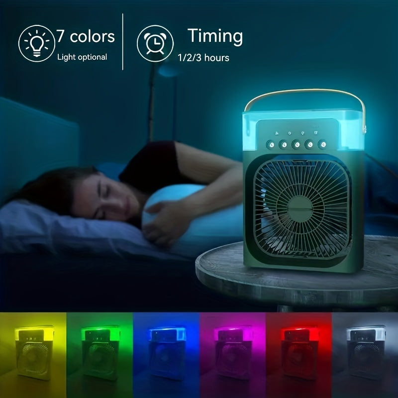 Compact Air Cooler for Home and Office - 3-Speed Hydrocooling Fan with 5 Humidifier Spray Heads