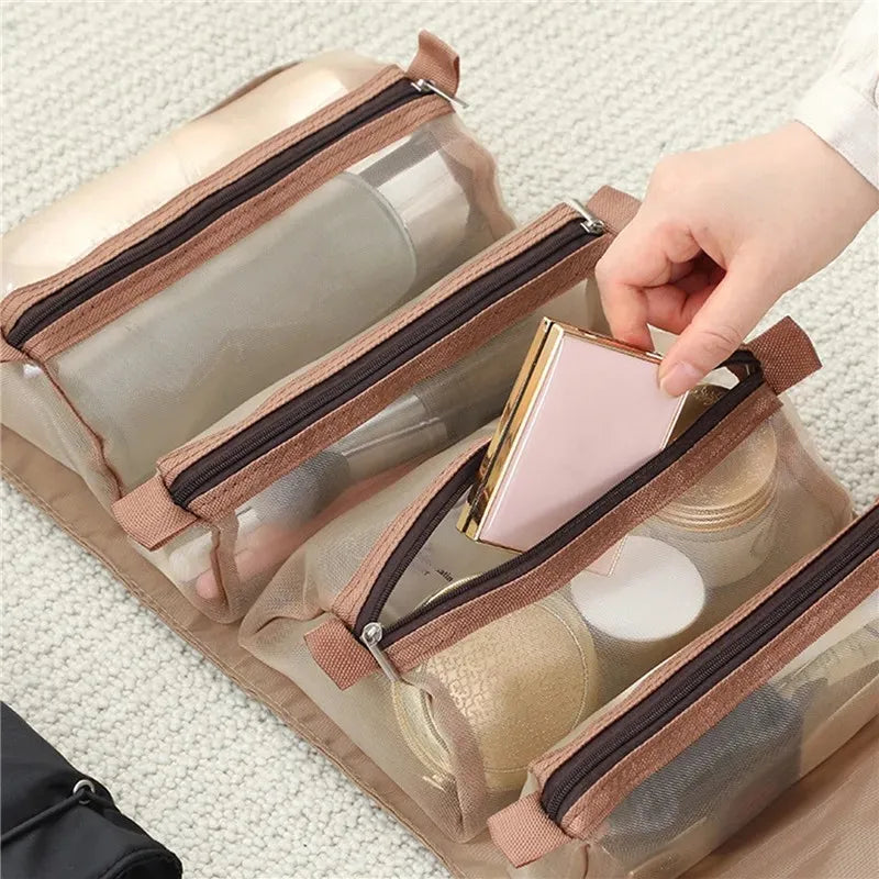 4-in-1 Removable Cosmetic Organizer Bag | Spacious & Portable | Foldable Travel Beauty Case