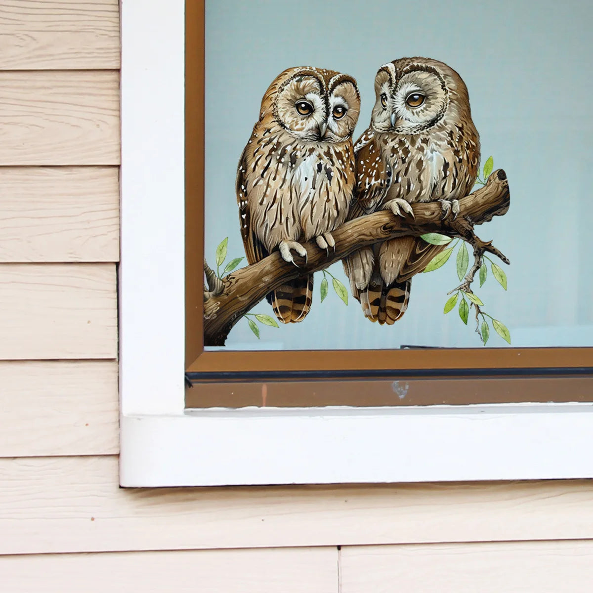 Self-Adhesive Wall Sticker Featuring Owl on Floral Branch | PVC Material