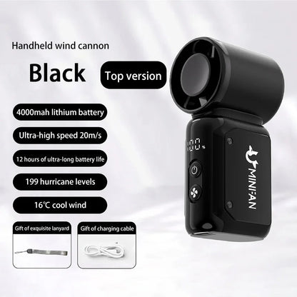 Portable USB-C Handheld Fan with 199 Speed Settings and 4000mAh Battery