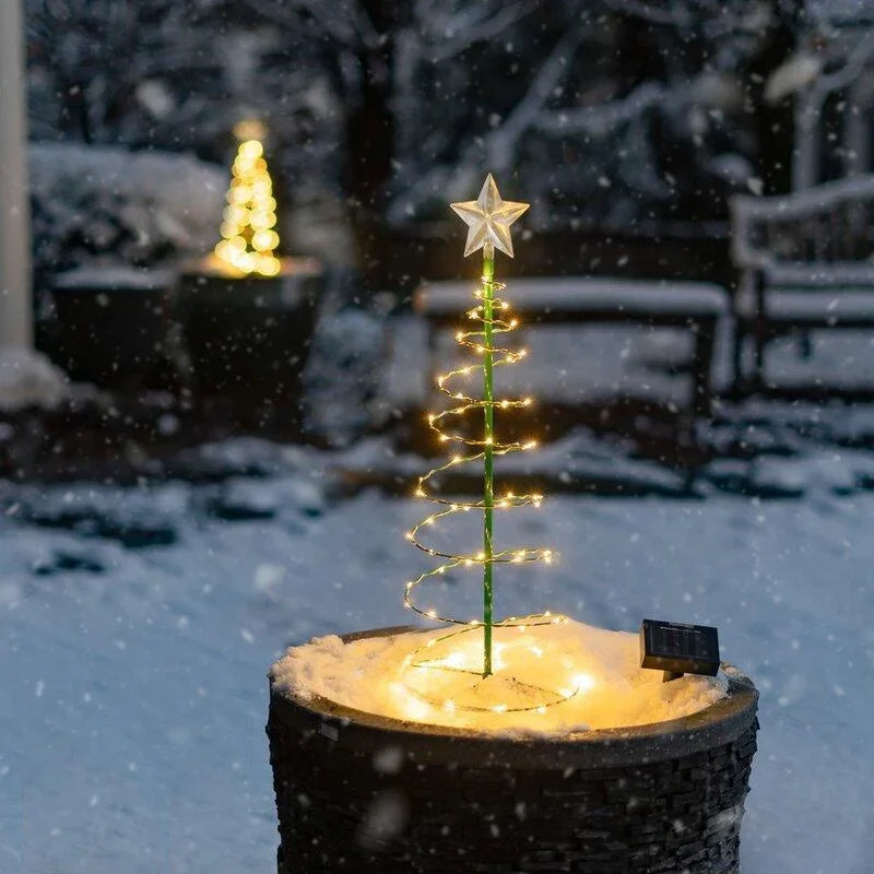 Solar Christmas Tree Light | LED Iron Art Ornament | Waterproof & Auto-Controlled | Warm White & Multicolor