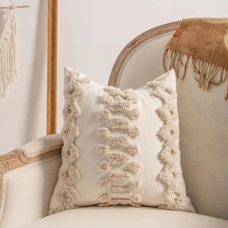 Textured Loop Yarn Pattern Pillow Covers 45x45 cm | Soft Boho and Scandi Decor