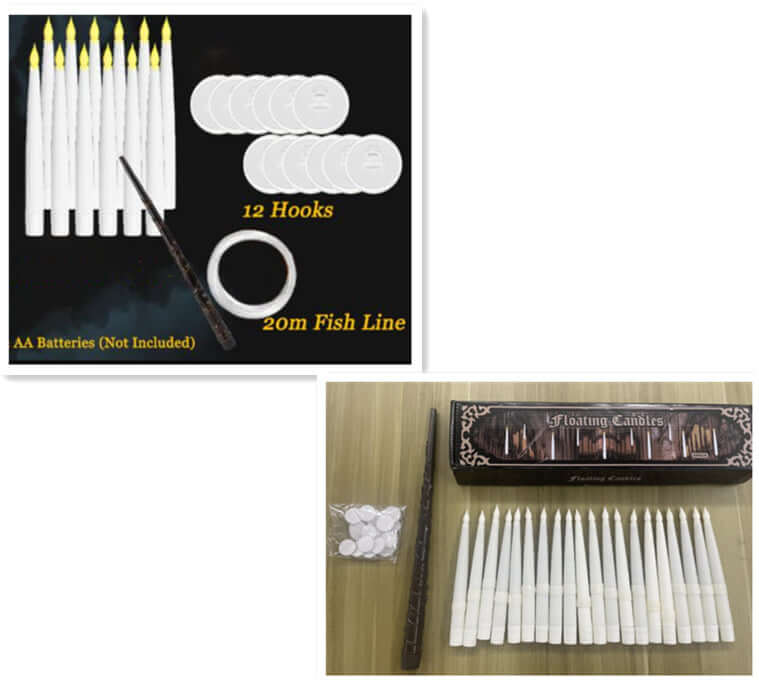 20 Floating LED Taper Candles with Candle Holders and Remote Control