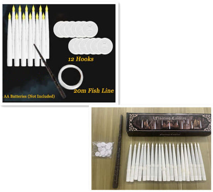 20 Floating LED Taper Candles with Candle Holders and Remote Control