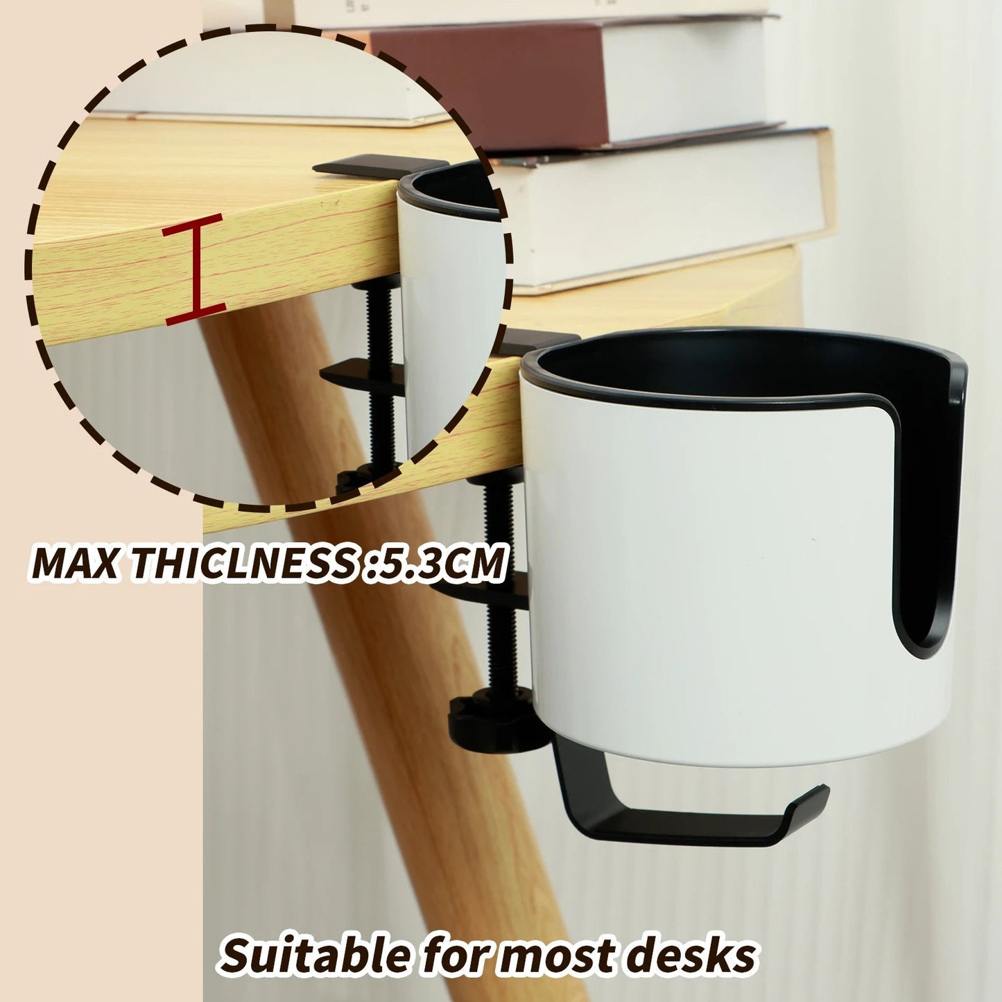 2-in-1 Desk Cup Holder with Adjustable Headphone Hook | 10 cm Diameter