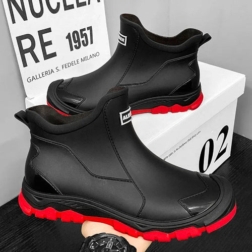Ankle Rain Boots for Men - Waterproof, Warm, and Slip-Resistant Rubber