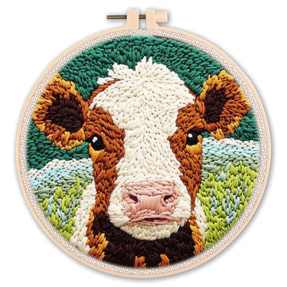 Animal-Themed Punch Needle Kit | DIY Starter Set with Yarn & Hoop | Beginner Embroidery Set
