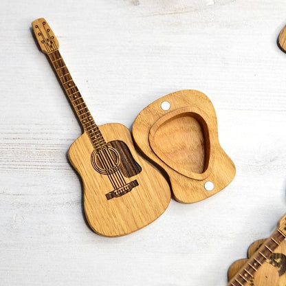 Custom Oak Wood Guitar Pick Holder with Display Stand