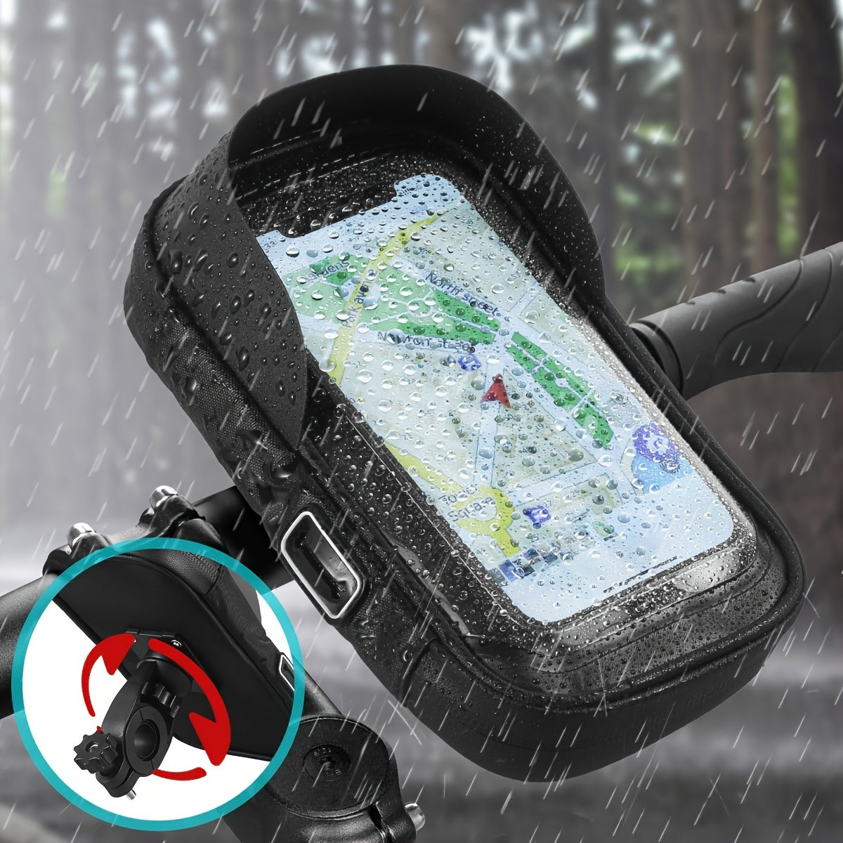 Waterproof Bicycle and Motorcycle Phone Mount – 360° Rotation for 4.5–6.4 inch Devices