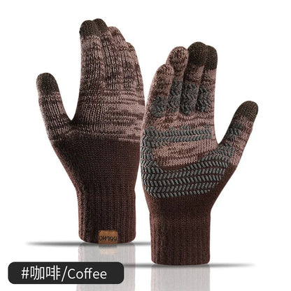 Men's Knitted Gloves - Touchscreen Compatible, Non-Slip, Fleece Lined, Stretchy and Warm for Autumn & Winter