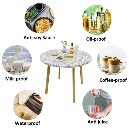 Round Table Cover | Waterproof PVC & Oil Resistant | Elastic Edge | 102–112 / 114–140 cm
