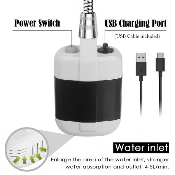 Portable High-Performance Outdoor Shower for Instant Use