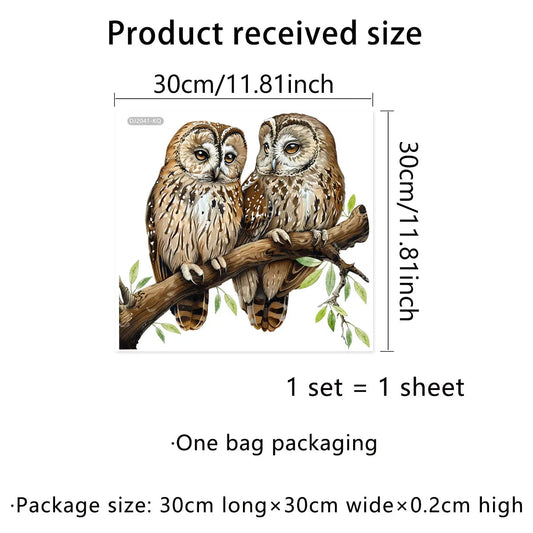 Self-Adhesive Wall Sticker Featuring Owl on Floral Branch | PVC Material
