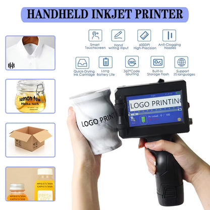 Portable Handheld Inkjet Coder Printer 600 DPI