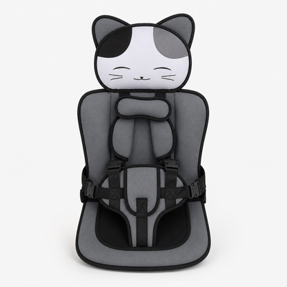 Adjustable Straps Kids Seat Cushion Featuring a Cute Cat Design