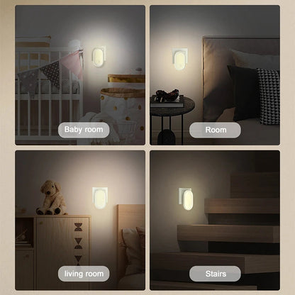 Dimmable Plug-in LED Night Light with Light Sensor - Energy Efficient Nordic Design for Bedroom and Hallway