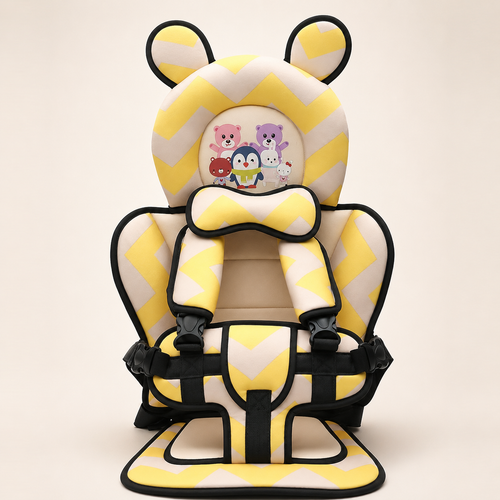 Toddler Car Seat Headrest Cushion Featuring Bear Pattern