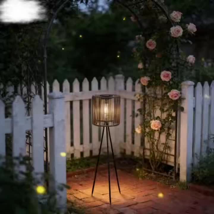Handcrafted Solar Floor Lamp in Rattan Weave