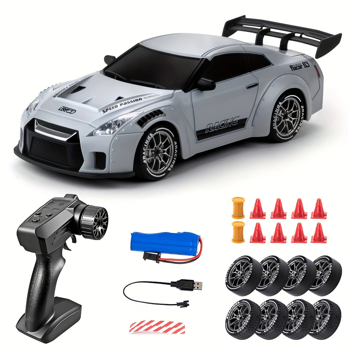 Four-Wheel Drive Remote Car with LED Lights | Racing Toy for Kids