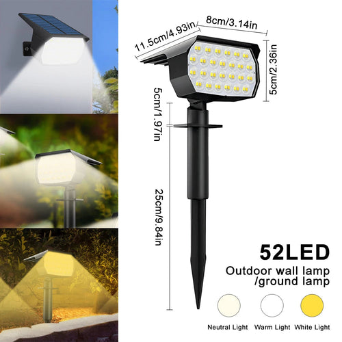 Solar LED Garden Spotlight with 92 LEDs | Adjustable Warm and Cool White