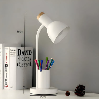 LED Desk Lamp with Pen Holder | 3 Color Lighting Options | Iron and Marble Design
