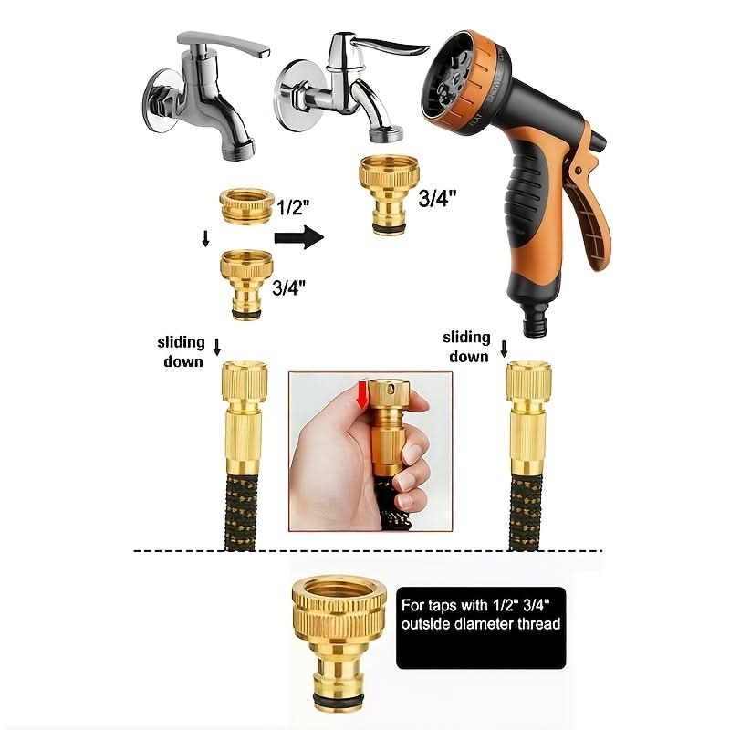 Garden Hose with 10 Adjustable Spray Settings for Outdoor Use