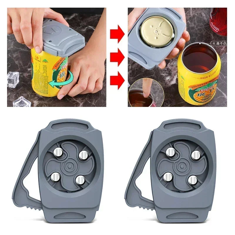 Multi-Functional Can and Bottle Opener with Stainless Steel Mechanism and Non-Slip Handle