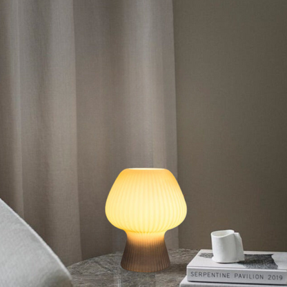 Mushroom-Shaped Glass Table Lamp for Vintage Nightstands – Dimmable