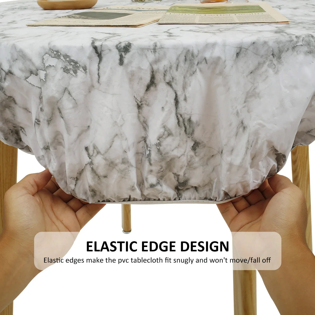 Round Table Cover | Waterproof PVC & Oil Resistant | Elastic Edge | 102–112 / 114–140 cm