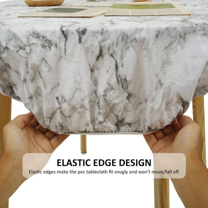 Round Table Cover | Waterproof PVC & Oil Resistant | Elastic Edge | 102–112 / 114–140 cm