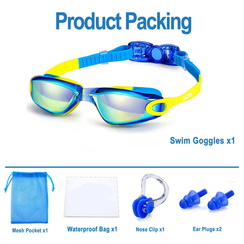 Kids Swim Goggles with Anti-Fog Technology and 180° Panoramic View