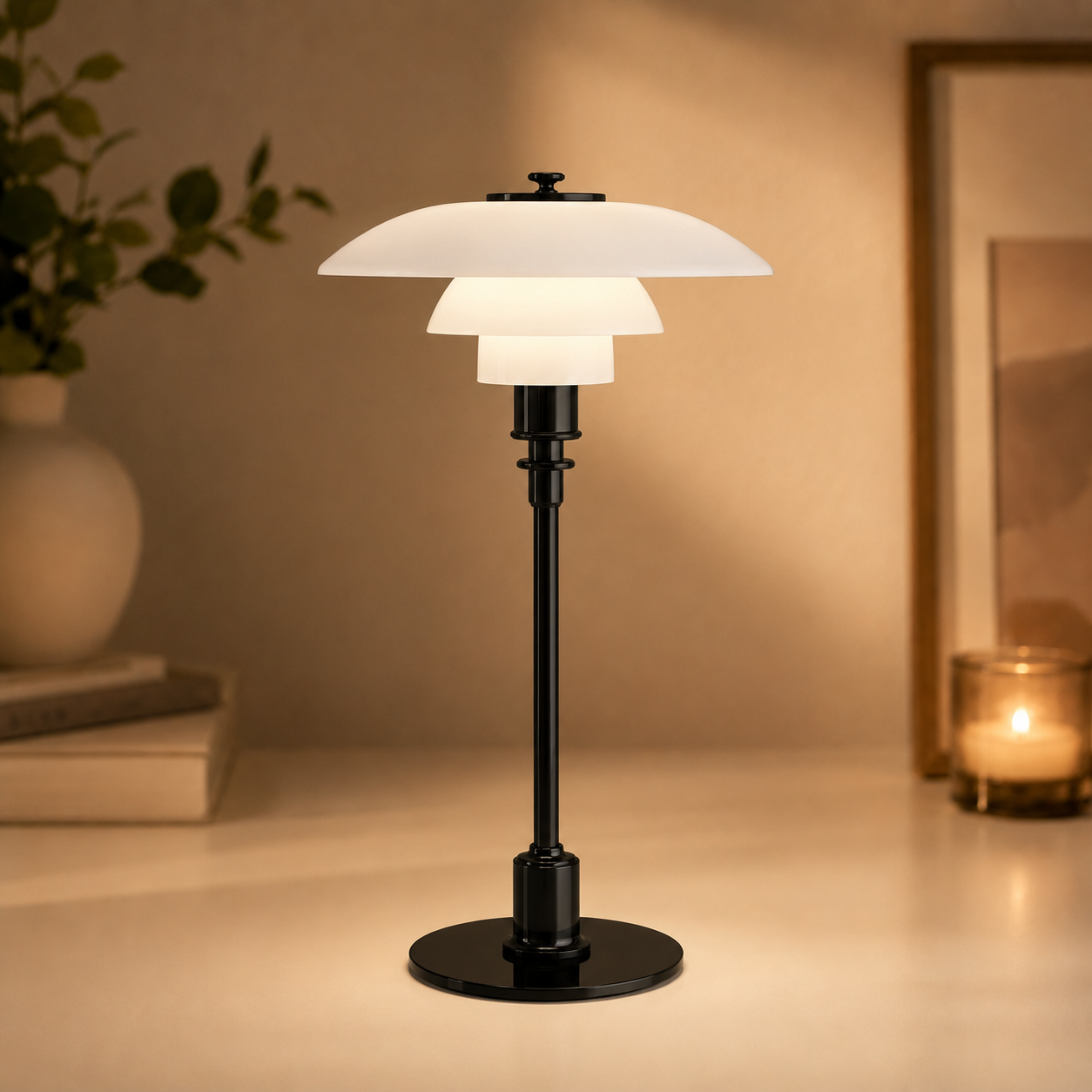 Minimalist Glass Shade Table Lamp for Scandinavian Style Bedroom