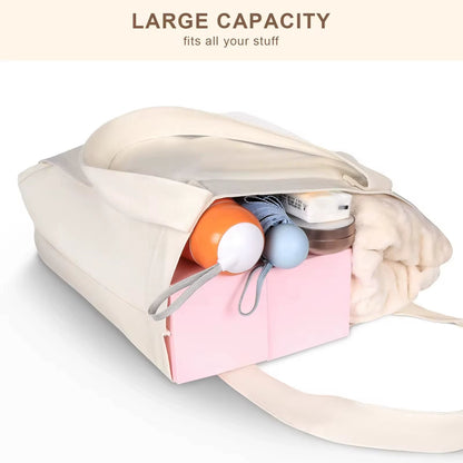 Canvas Yoga Mat Tote with Adjustable Strap & Extra Storage for Travel