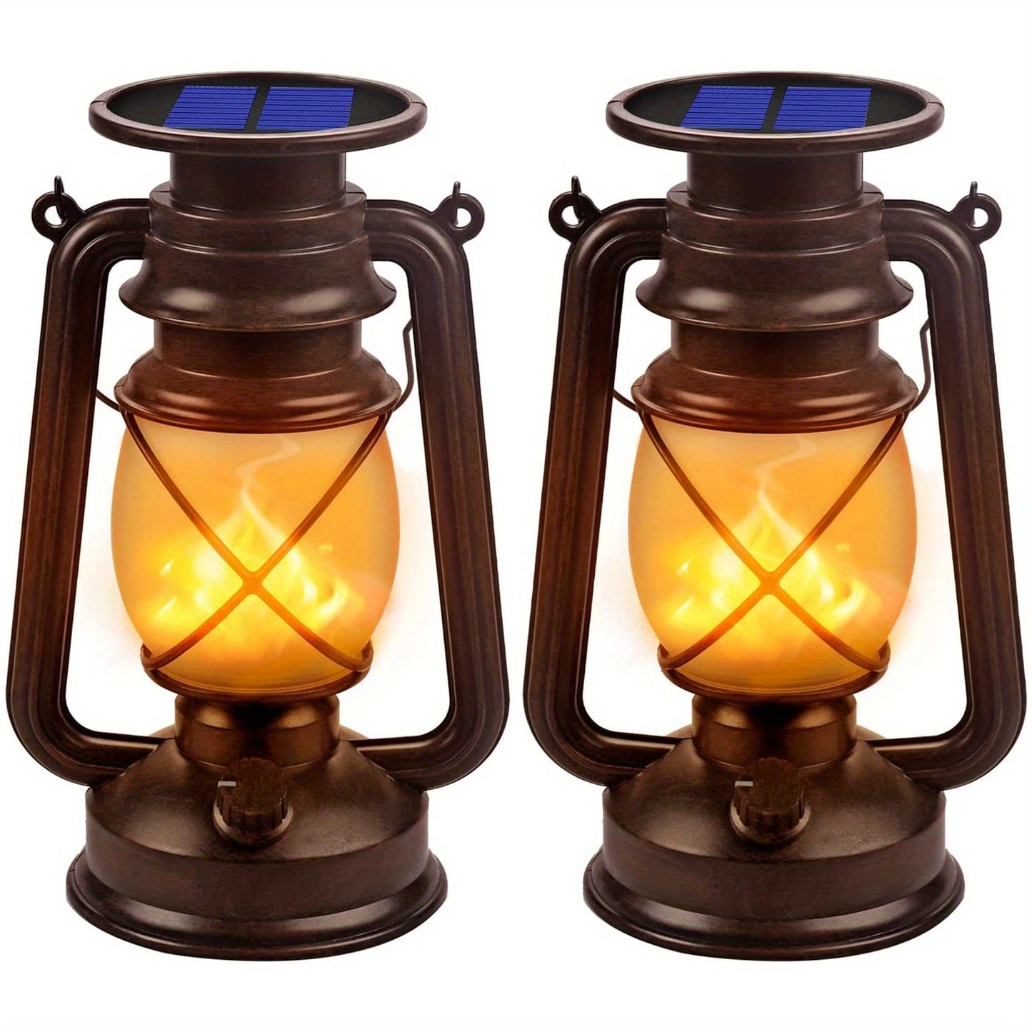 Solar-Powered Lanterns with Realistic Flame Effect | Metal & Plastic