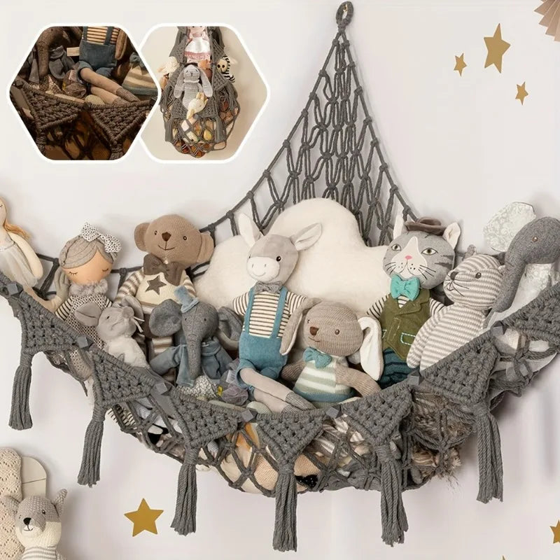 Plush Toy Hammock - Storage Net for Stuffed Animals & Dolls - Space-Saving Organizer & Nursery Decor