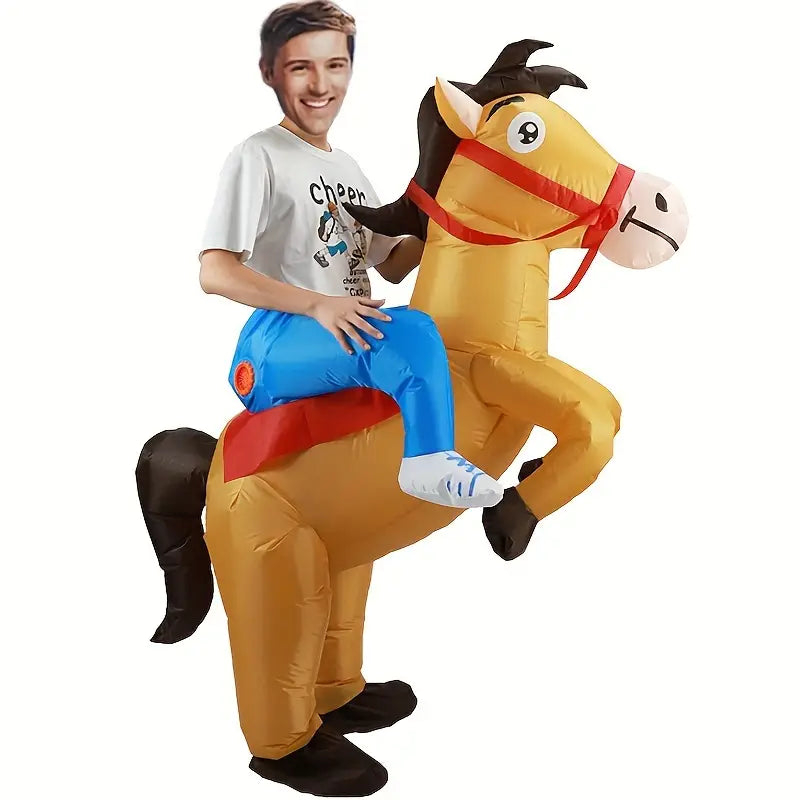 Inflatable Horse Costume for Adults in Jazz Cowboy Style – Animal Theme, Ideal for Carnival and Parties