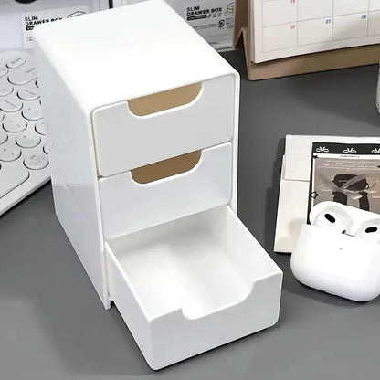 3-Tier Cosmetic Storage Organizer | Plastic Drawer Box | Jewelry and Office Supply Organizer