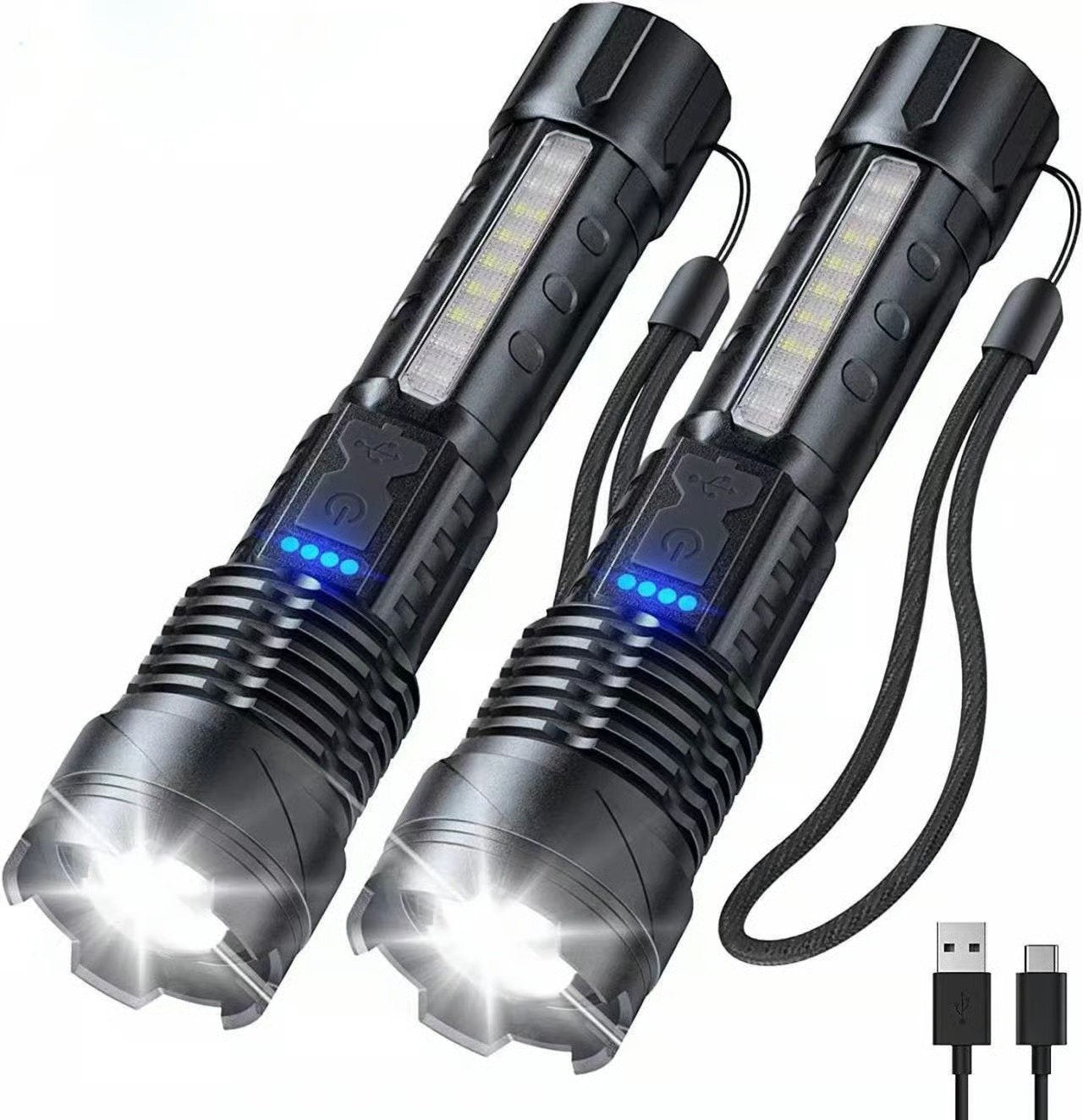 High-Performance LED Flashlight with COB Work Light