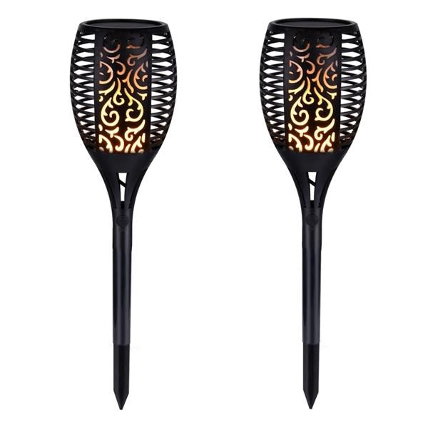 Set of 2 Solar LED Torch Lights with Flickering Flame Design